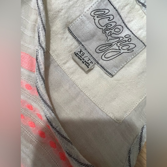 Ace & Jig Boho Cotton Fit & Flare Mini Dress Silver Edging Neon Orange Swiss Dot - Picture 6 of 6